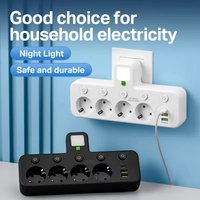 EU Plug & Socket Wall Adapter 2/3/4 Power Strip with USB & Type-C, European Outlet Extender for Home Office Travel