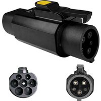 EVqiaoyi Type2 to Type1 EV Adapter 32A 7kW IEC62196 Pile to J1772 Port Converter with Temperature Control for Safe Charging