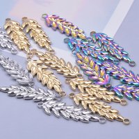 7pcs/Lot Fashion Stainless Steel Ear of Wheat Connector Charm Pendant For Jewelry Making DIY Necklace Earrings Craft Accessories