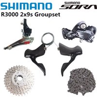 Shimano SORA R3000 2x9s Groupset Bike Shifter Front Rear Derailleur SS/GS Cassette HG400 9 Speed CN HG53 Road Bike Bicycle Set