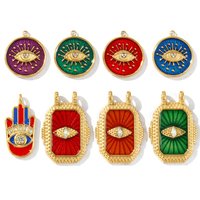 1 Piece 304 Stainless Steel Religious Charms 18K Gold Plated Enamel Clear Rhinestone Eye of God Pendants For DIY Necklace Making