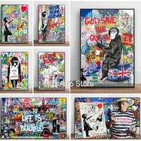 1PC frameless Graffiti Pop Canvas Painting Love Posters And Prints Street Abstract Wall Art Kids Decor Painting Home Decor Mural