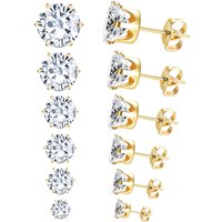 6Pair/Box Stud Earrings Cubic Zirconia 316L Stainless Steel Anti-allergy Women Wedding Party Jewelry Accessories Wholesale 3-8mm