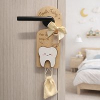 Tooth Fairy Door Sign,Wooden Baby Room Door Hanging,Wooden Tooth Fairy Holder Box Baby Tooth Collection Newborn Photography Prop