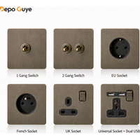 Retro Eu Metal Panel Wall Toggle Light Switch Socket,Bronzed Antique Stainless Steel German 16A Socket with USB Phone Charging image 4