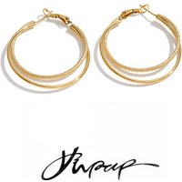 Yhpup 39*39mm Double-Layer Round Hoop Earrings 2026 Stainless Steel Daily Minimalist Basic Jewelry Waterproof High Quality Gift