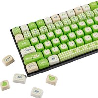YMDK Cute Green Apple 97 Keys Keycaps MOA Profile PBT Dye-Sub Keycap Compatible with 87 Layout MX Mechanical Keyboards