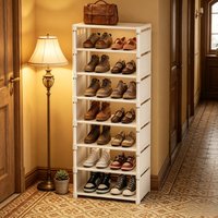 8-Tier Black White Shoe Organizer, Space-Saving Stackable Rack, Easy Assembly for Closet Entryway, Ideal Household Storage Gift