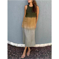 Fashion Vest Long Dress Women Summer Sleeveless o Neck Dress Summer Gradient Casual Dresses