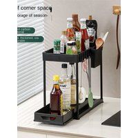 Realife Kitchen Sink Bathroom Simple Storage Rack Pull-out Storage Rack Household Multifunctional Seasoning Rack Home Use 2025