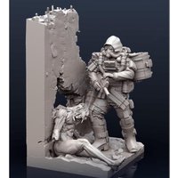 1/35 resin soldier model GK military theme (2 people with scene) unassembled and unpainted DIY kit 738R