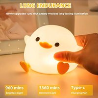 Cute DoDo Duck LED Night Light Touch-Sensitive Dimmable Rechargeable Silicone Bedside Lamp for Nursery Bedroom