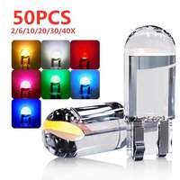 50/40/30/20/10/6/2pcsT10 LED W5W Canbus Glass COB 6000k Reading Dome Lamp Marker Wedge License Plate Light Bulb 168 194 192 DC 1