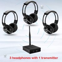 RF Silent Disco Foldable Wireless Headphones Bundle (3 Pcs with 1 Transmitter in 500m) --House Party TV Dancing