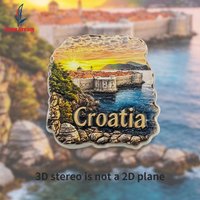1Pc Croatia Seaside Sunset Creative 3D Fridge Magnet, World Travel Souvenir Collection, Suitable for Home and Office Decoration, Personalized Exclusive Travel Souvenir Magnetic Fridge Magnet, Home