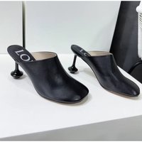 White Sheepskin Square Head Women's Slipper Baotou Textured Elegant Commuter Casual Simple Sense of Classic Wine Glass Heels New
