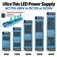 Ultradünnes LED-Netzteil AC175-265V zu DC12V/24V 60W 100W 200W 300W 400W Beleuchtungstransformator LED-Treiber für LED-Streifen