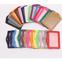 1PC Women Men Multiple Colors Card Holder Badge Holder Pu Leather Office Employee Bus ID Hospital Nurse Student Meal Card Case