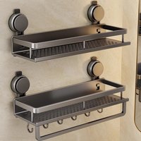 No Drill Suction Cup Suction Bathroom Rack Bathroom Shelf Toilet Space Aluminum Hanging Rack Bathroom Organizer Hang On The Wall