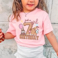 Capybara Birthday Party Clothes Girl Number Pink T Shirt Toddler Cartoon Print Short Sleeve Tops Cute Baby Kids Cotton Tee Shirt