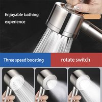 Home 304 Stainless Steel Three-Speed Boosting Handheld Showerhead Set Bathroom Accessories Rain Shower Pressurized Showerhead