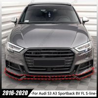 Carbon Look ABS Car Front Bumper Lip Spoiler Splitter Diffuser Blade Fit For Audi S3 A3 8V S-line 2017-2020 Maxton Style Bodykit