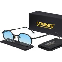 CATERSIDE Fashion Women's Small Frame Sunglasses High-Quality Polygonal Metal Frame Sun Glasses Men Party Outdoor Small Eyewear