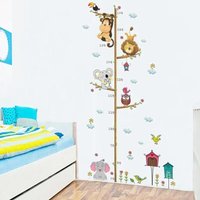 1 Pcs Cartoon Height Measurement Wall Art Sticker Kids Room Growth Chart Animal Lion Monkey Owl Elephant Nursery Decoration