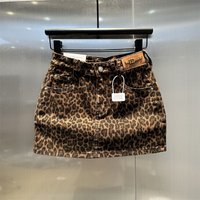 High Waist Leopard Print Skirts for Women Stretchy Coffee Color Denim Mini Skirt Hot Girls Slim Casual Short Streetwear Bottoms