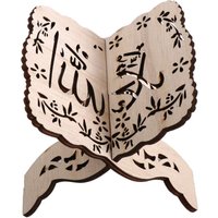 Wooden Carved Eid Al-Fitr Islamic Muslim Quran Ramadan Display Stand Book Shelf Book Stand Home Decoration