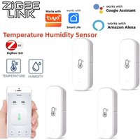 1-4pcs Work With Tuya Zigbee 3.0 WiFi Smart Temperature Humidity Sensor Real-Time Monitor App Alerts Voice Control Alexa Google