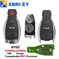 XNRKEY Remote Car Key Button3/4 for Mercedes Benz C E S Class CLS W204 W202 W212 W211 W203 W205 NEC Chip 315/433Mhz (2 Batterie