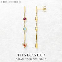 Golden Drop Earrings Colorful Ornament,Europe Fine Jewelry For Women Summer Lucky Romantic Gift In Sterling Silver 925