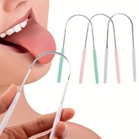 1/2pcs Stainless Steel Tongue Cleaning,Effective Oral Care with Tongue Scraper, Brush, Clearing Tool for Bad Breath Reduction