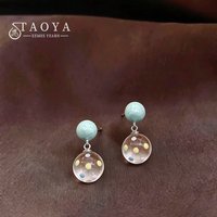 Summer 2026 Macaron Color Polka Dot Transparent round Ball Dangle Earrings Women Fashion Jewelry Versatile Luxury Light Weight