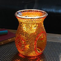 Diffuser Oil Burner with Candle Spoon Bamboo Ceramic Wax Melt Holder for Office Living Room