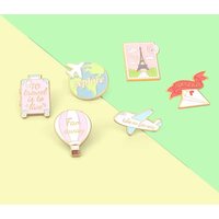 Explore Plane Enamel Pin Custom Cartoon Tower Luggage Brooches Backpack Caps Accessories Alloy Jewelry Alloy Gifts