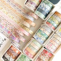 5 Rollen/Set Ästhetik Floral Dekoratives Klebeband Blume Washi Tape DIY Scrapbooking Material Aufkleber Etikett Briefpapier