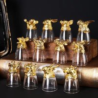 High-grade Baijiu cup, a complete set of twelve zodiac small mouth cups, lead-free crystal glass spirits cup