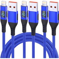 1PC 3PCS Nylon Braided Blue USB A to Lightning Fast charging data Cable Advanced feeling Digital Display U for iPhone 14 13 12