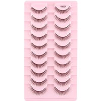Natural False Eyelashes 10 Pairs Wispy Faux 3D Mink Lashes Reusable Fluffy Cat Fake Lashes Extension Makeup Tool Cílios