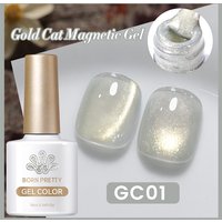 BORN PRETTY 10ml Gold Color Cat Magnetic Gel Sparkling Ultra Shine Soak Off Manicure UV Gel Nail Art Varnish Summer Gel Nails