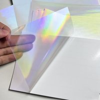 50 Sheets A6 Size Holographic Rainbow Cold Lamination Film Self-Adhesive Waterproof Clear Holographic Vinyl Stickers 4.1x5.8"