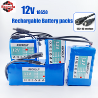 Rechargeable 12V 18650 Lithium Battery Pack with BMS, for Solar, LED Light, RC Model, Power Supply, Long Cycle Life with Charger