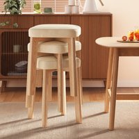 Solid wood stool can be stacked soft bag square stool household strong and durable dining table spare high bench simple dining