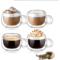 YWDL 100/200ml Double Walled Glass Coffee Cup Set Clear Espresso Cups With Handle Heat-resisting Glass Cup For Milk Latte Tea