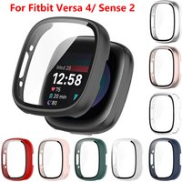 Glass+Case for Fitbit Versa Versa 4 Watch Protective Bumper Hard PC Shell HD Screen Protector for Fitbit Sense 2 Watch Cover
