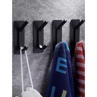 Black Metal Coat Hook, Wall Mounted Modern Dual Hanging ,Utility Accessories, Simple Self Adhesive Self-Adhesive Towel Wall Hook