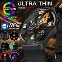 New Ultra Thin Smart Watch Men Woman AMOLED Always Show Time NFC GPS Track 150+Sports Heart Rate IP68 Waterproof Call Smartwatch