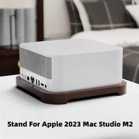 For Apple 2023 Mac Studio M2 Base Mount Host Cooling Bracket Solid Wood Walnut Holder Dustproof Desktop Stand StudioM2 Accessory